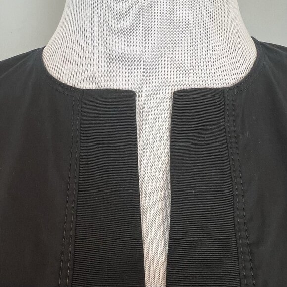 Lafayette 148 Black Henley Blouse Size Medium Long Sleeve Cotton Blend - Picture 3 of 8